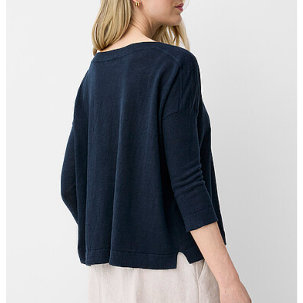 Naïf Linen Boat Neck Sweater Womens Large Blue Long Sleeve Relaxed Fit - Picture 5 of 12